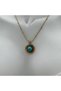 Steel Vintage Blue Stone Detail Round Gold Necklace - Gold - 2