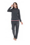 Women's Long Sleeve Cotton Stylish and Comfortable Stand Collar Pajama Set - 3