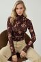 Patterned Stand Collar Long Sleeve Top