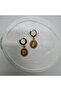 Steel Aura Model Vintage White Stone Gold Earrings - Gold - 2
