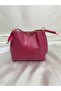 Women's Soft Leather 3-Compartment Hand, Arm, and Shoulder Bag with Scarf and Chain Accents and Gold Details