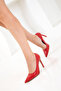 Red Patent Leather Women's Classic Heeled Shoes 20819 - 2