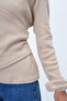 Women's Double Breasted Collar Sleeve Elastic Interlock Fabric Seasonal Blouse Light Brown Alc-X12929 - 5