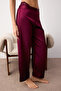 Bordo 3'lü Çeyiz Set Üst Dantel, Alt Saten Askılı Külotlu Dokuma Pijama Takımı THMAW26PT00077 - 4