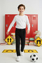 Black 100% Cotton Elastic Waist Boys Straight Denim Jeans Tkdaw26Je00002