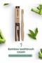 Cream White Bamboo Toothbrush - Medium Stainless Steel Tongue Cleaner Toothbrush Container - 6