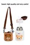 300ml Steel Thermos Children's Flask with Cute Animals Plush Cover and Neck Strap - 3