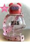 Pink Teddy Bear Figured Children's Water Bottle – 1000 ml Bpa-Free Water Bottle with Straw “Never Give Up”