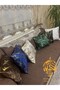 Italian Velvet Navy Blue Throw Pillow Case Gold Leaf Gilt Decorative Cushion Pillow Case 45x45cm - 7