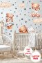 Set of 3 Sleeping Teddy Bears Clouds and Stars Children's Baby Room Sticker - 2