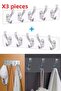 3 Self-Adhesive Strong Transparent 5-Piece Hanger Rack - Behind Door Kitchen Wall Bathroom