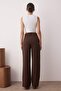 Dark Brown Wide Leg Bootcut Woven Fabric Trousers TWOAW21PL0332 - 10
