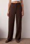 Dark Brown Wide Leg Bootcut Woven Fabric Trousers TWOAW21PL0332 - 9