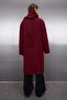 Bordo Şal Detaylı Mono Kapama Oversize Uzun Kaşe Kaban TWOAW26KB00041 - 5