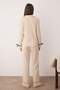 Beige Pajama Set with Ribbon/Bow and Piped Knitted Pieces Thmaw26Pt00004 - 4