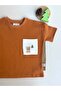 Bear Embroidered Pocket Oversize T-Shirt - Cinnamon 100% Cotton - 5