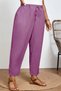 Women's Summer Large Size Synthetic Linen High Waist Elastic Narrow Leg Mom Pants C611 - 7