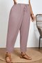 Women's Summer Large Size Synthetic Linen High Waist Elastic Narrow Leg Mom Pants C611 - 7