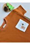 Bear Embroidered Pocket Oversize T-Shirt - Cinnamon 100% Cotton - 3