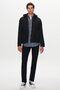 Ds Damat Slim Fit Navy Blue Removable Hooded Scuba Coat with Fleece Inside - 7