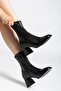 Women's Marina Black Boots 7 cm Thick Heeled Stretch Boots - 3