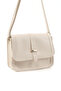 Cream Shk127 Faux Leather Hand, Arm and Shoulder Bag with Internal Zipper Pocket and Snap Closure L:17 E:22 W:7 cm - 2