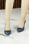 Abby Navy Blue Satin Burmese Stone Pointed Toe Goblet Heeled Evening Dress Shoes - 3