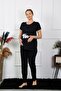 Women's Short Sleeve Maternity Pajamas Set Black 45210 - 2