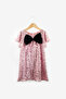 Pink Sequin Bow Detailed Girl's Dress - Rhea - 5