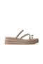 Women's Stone Detailed Heeled Flip Flops Daily Slippers 25Y 25Y398-2 Z Beige - 2
