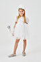 White Beaded Sequin Girl's Dress - Gloria - 3