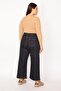 Women's Plus Size Navy Blue Wide Leg High Waist 5 Pocket Lycra Jeans 65n29279 - 5