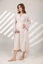 Women's Beige Melange Lace Designed Cotton Maternity Nightgown-Morning Gowns Set of 2 - 6