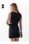 Women's Black Striped Crop Vest - 3