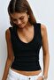 Black V-Neck Women's Undershirt Mg2292