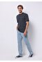 Comfort Fit Round Neck Striped Men's Navy Blue Short Sleeve T-Shirt - 3
