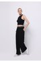 Regular Fit High Waist Wide Leg Women's Black Trousers - 3