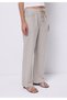 Straight Fit High Waist Wide Leg Women's Beige Trousers - 4