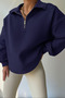 Ghassy Co. Women's Vintage Half Zip Oversize Cotton Sweatshirt with Raised Inside