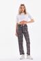 Plaid Printed Combed Cotton Fabric Unisex Relaxed Pajama Bottoms Gray - 5