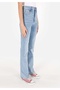 Regular Cut Normal Waist Expanding Leg Blue Women's Trousers Cl1070667 - 4