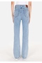 Regular Cut Normal Waist Expanding Leg Blue Women's Trousers Cl1070667 - 2
