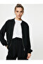 College Bomber Jacket with Zipper Pocket Detail