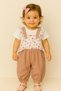 My Little's Buttocks Rose Patterned Ruffle Strap Baby Girl Shorts Jumpsuit Set of 2 - Brown - 2