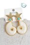 Gold Color Women's Earrings with Brass Starfish and Seashell Figures - 7