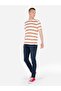 Regular Fit Crew Neck Stripe Print White Men's Short Sleeve T-Shirt - 3