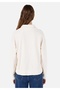 Regular Fit Zippered Jacquard Women's Ecru Long Sleeve T-Shirt - 2