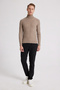 Beige Slim Fit Corded Cotton Turtleneck Knitwear Sweater - 5