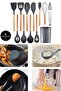 Wooden Handle Heat Resistant Silicone 12 Piece Serving Spoon Set - 8