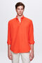 Ds Groom Comfort Orange Button Collar Relaxed Fit Linen Look 100% Cotton Shirt